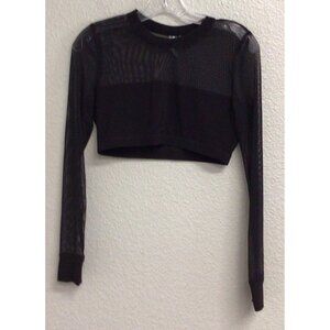 Norma Kamali Women's Cropped Long Sleeve Top Black Sheer Medium/38